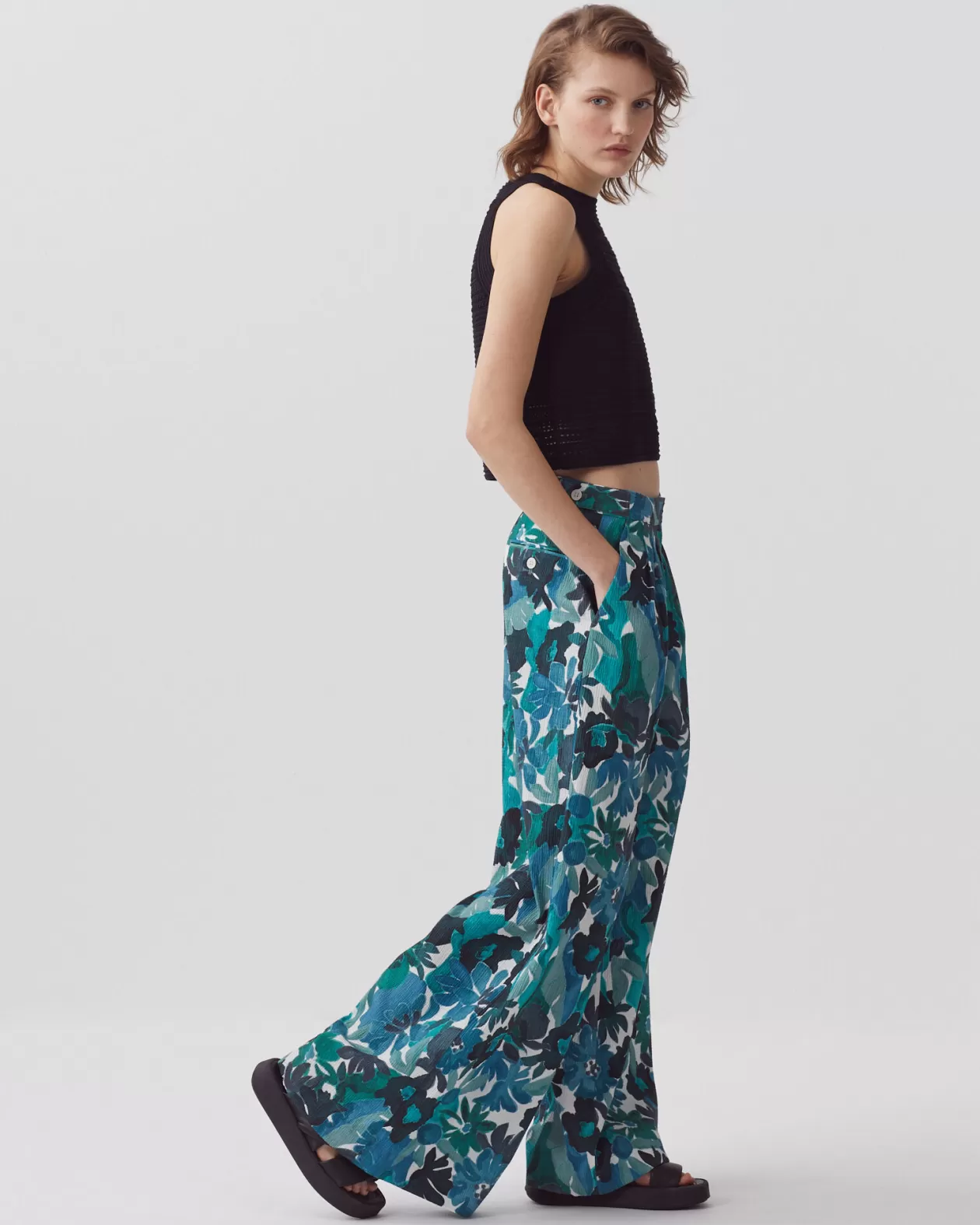 Outlet Comptoir des Cotonniers Yvonne - Loose Cotton Trousers 0522 Palmeraie Green