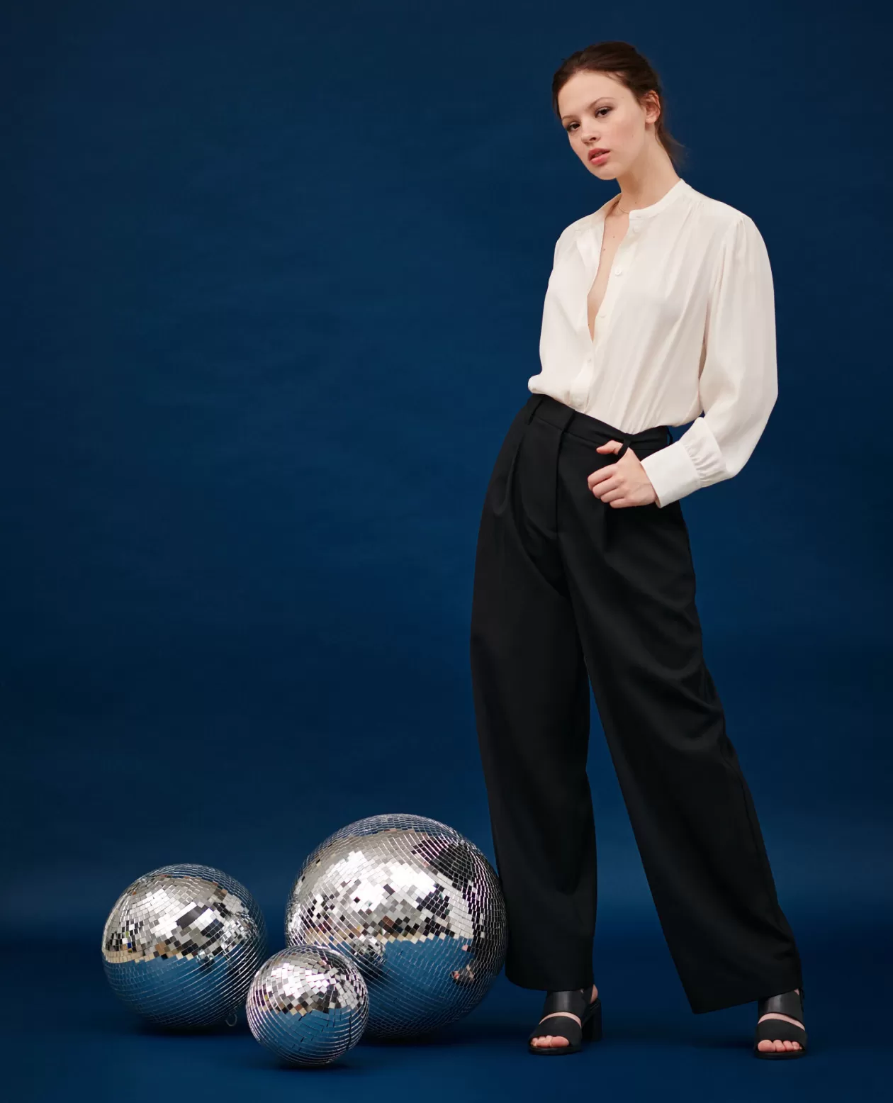 New Comptoir des Cotonniers Yvonne - Wool Trousers 4216 Black_Beauty