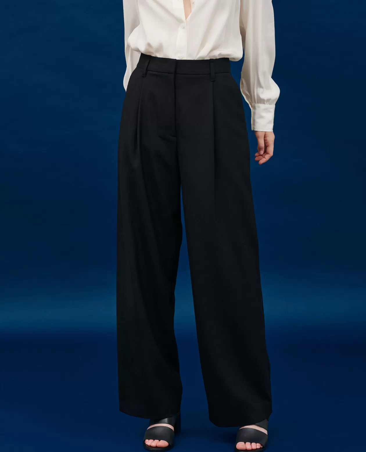 New Comptoir des Cotonniers Yvonne - Wool Trousers 4216 Black_Beauty